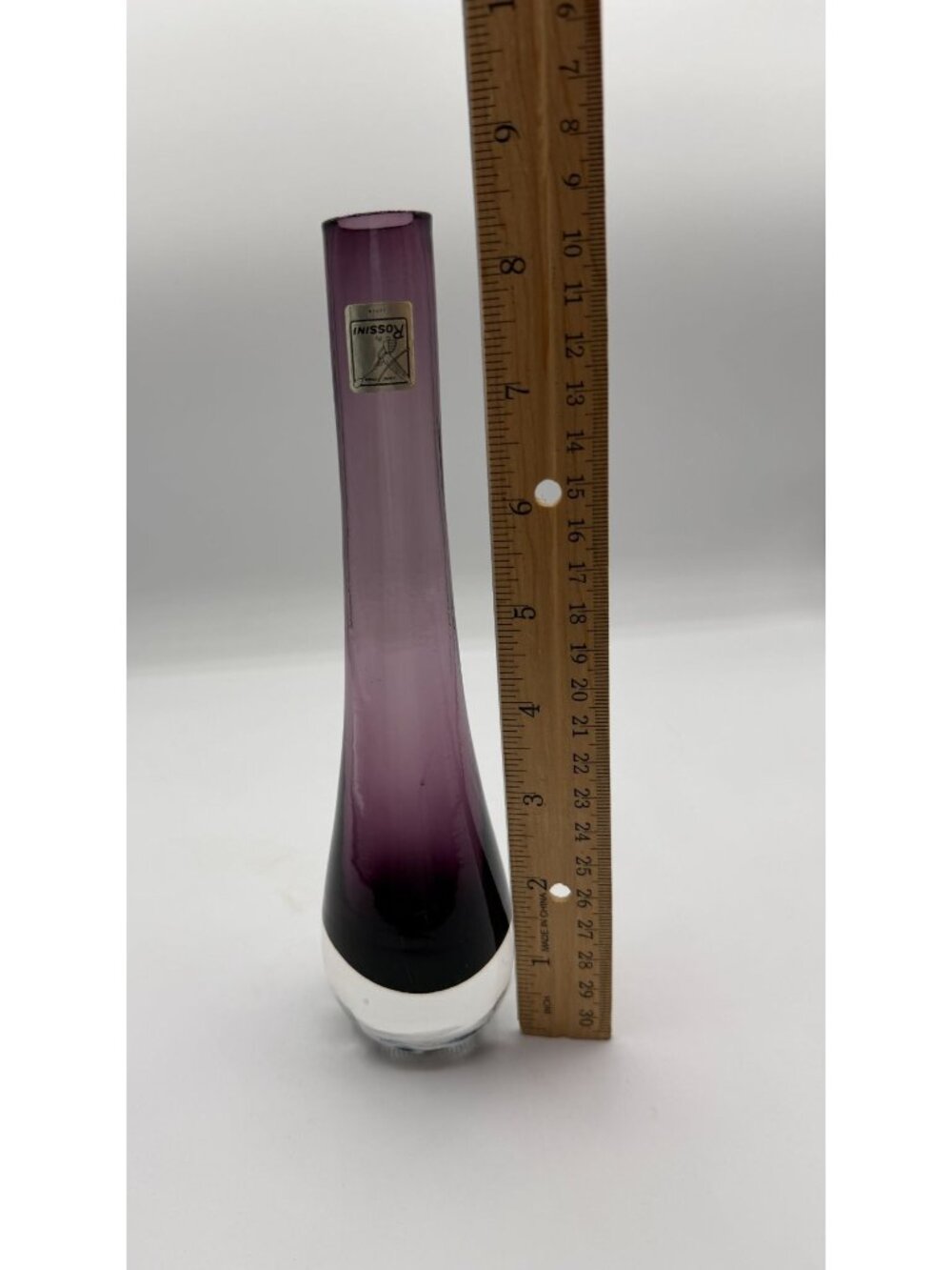 Vintage Rossini Hand-Blown Purple Amethyst Gradient Glass Vase MCM 8.25 inches - Picture 6 of 6